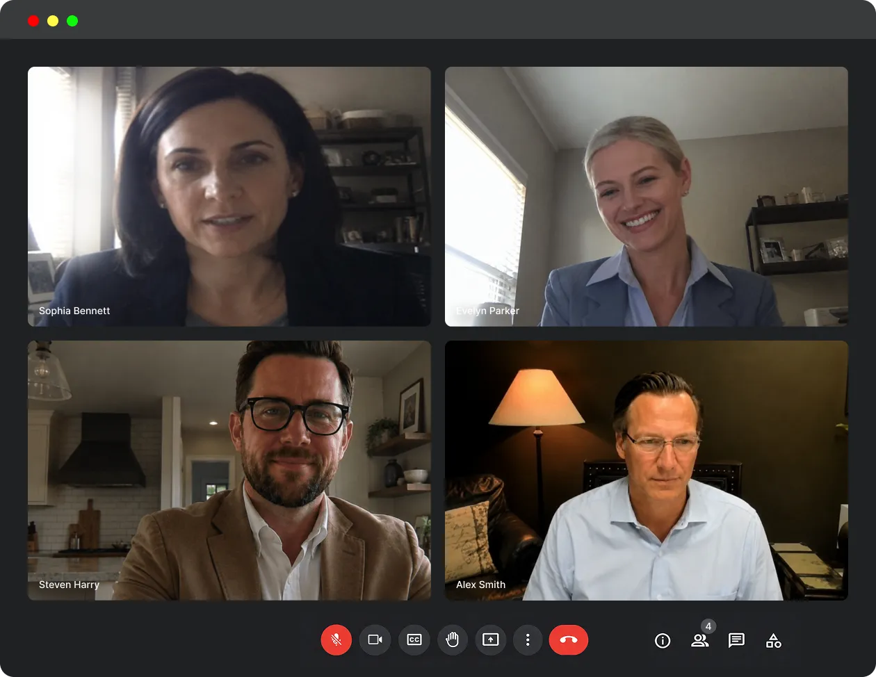 Video meeting before LookSuite: unbranded webcams
