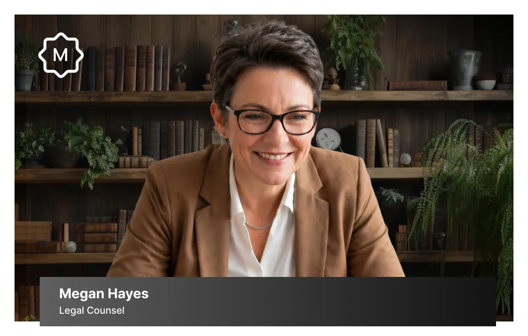 Employee on a video call with a LookSuite branded background